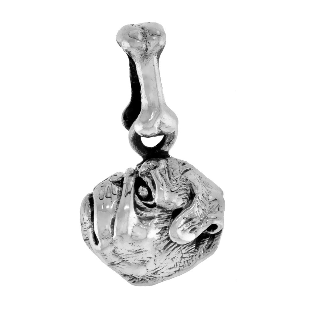 STERLING SILVER PUG DOG PENDANT HEAD ONLY HEAD PROFILE