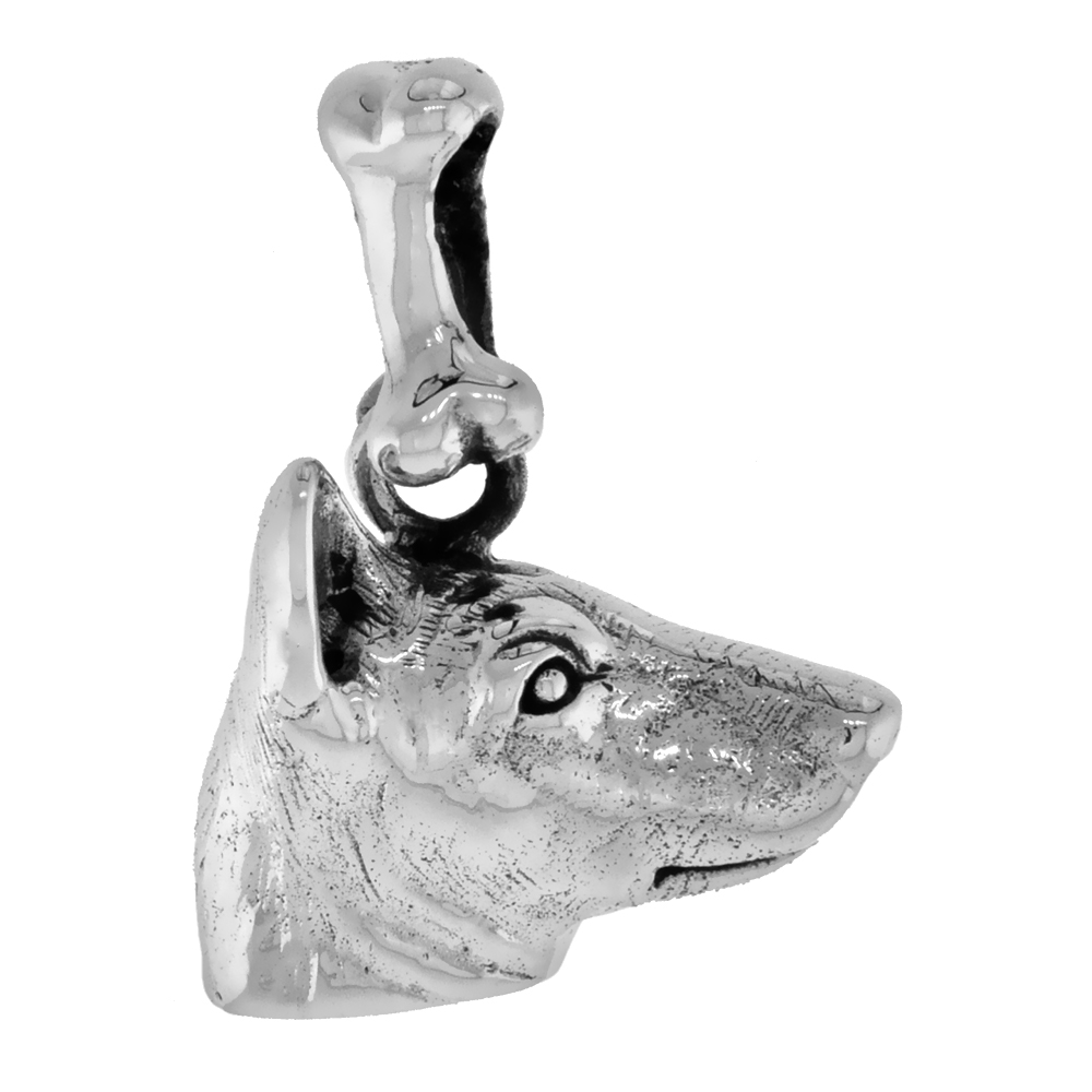 Sterling Silver Basenji Dog Pendant Head Profile