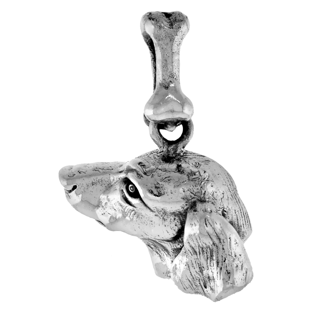 STERLING SILVER DACHSHUNDS DOG PENDANT HEAD PROFILE