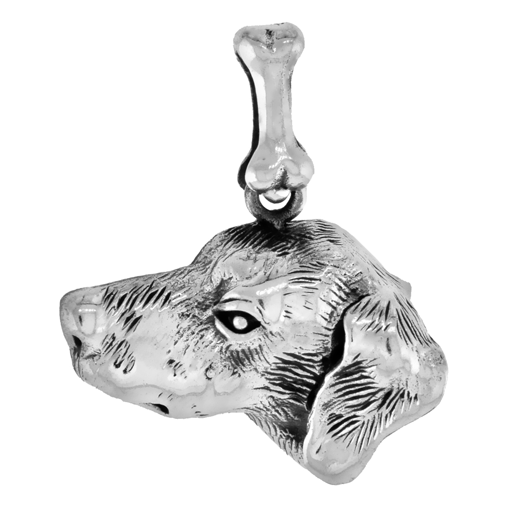 STERLING SILVER DALMATIAN DOG PENDANT HEAD PROFILE