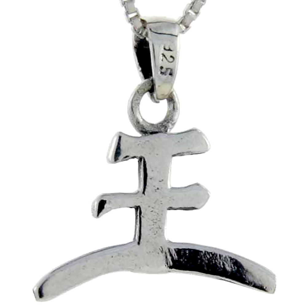 STERLING SILVER CHINESE CHARACTER FOR WANG FAMILY NAME CHARM 7/8 INCH TALL