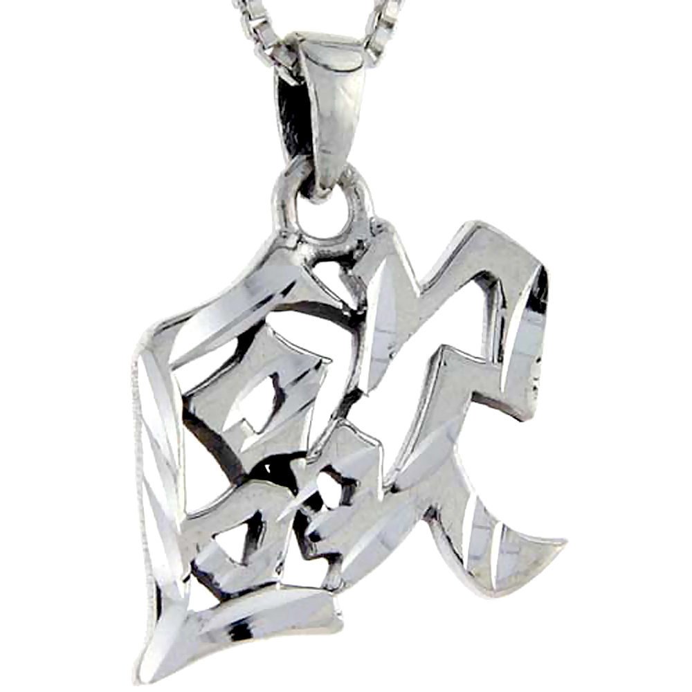 STERLING SILVER CHINESE CHARACTER FOR AUR FAMILY NAME CHARM 7/8 INCH TALL