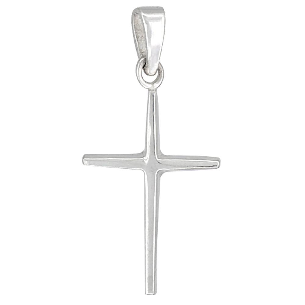 STERLING SILVER CROSS PENDANT 1 1/8 INCH TALL