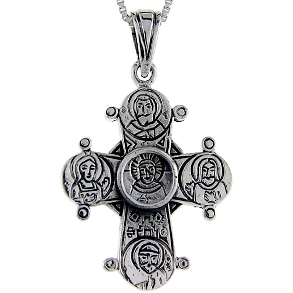 STERLING SILVER 4-WAY CROSS PENDANT 1 1/2 INCH TALL