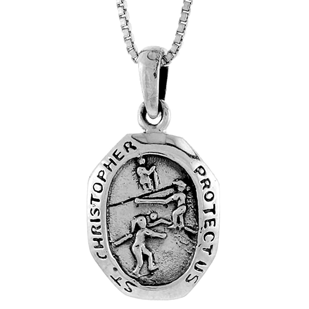 STERLING SILVER SAINT CHRISTOPHER CHARM FOR VOLLEYBALL 1 1/16 INCH TALL