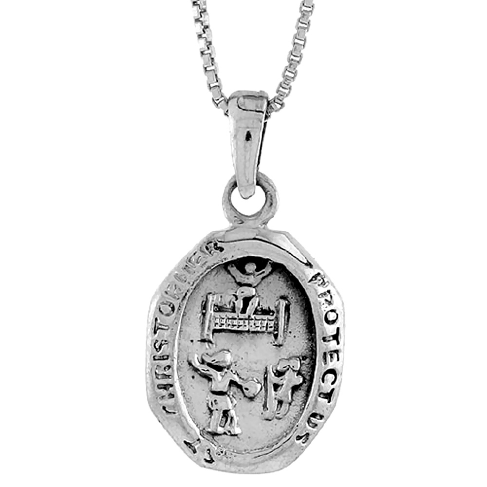 STERLING SILVER SAINT CHRISTOPHER CHARM FOR TENNIS 1 1/16 INCH TALL