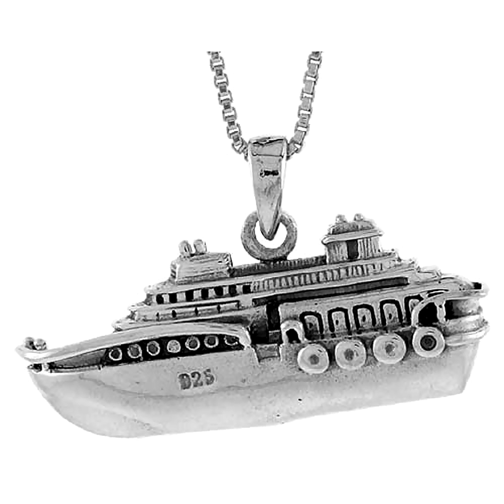 STERLING SILVER CRUISE SHIP PENDANT 1 INCH