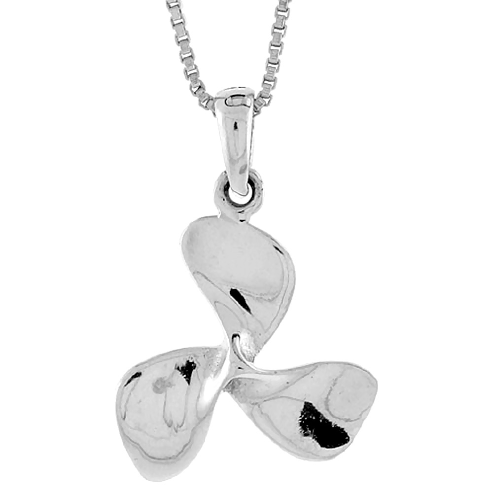 STERLING SILVER BOAT PROPELLER PENDANT 3/4 INCH