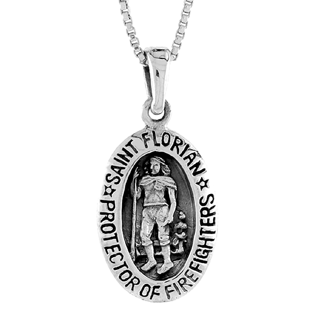 STERLING SILVER SAINT FLORIAN CHARM 3/4 INCH