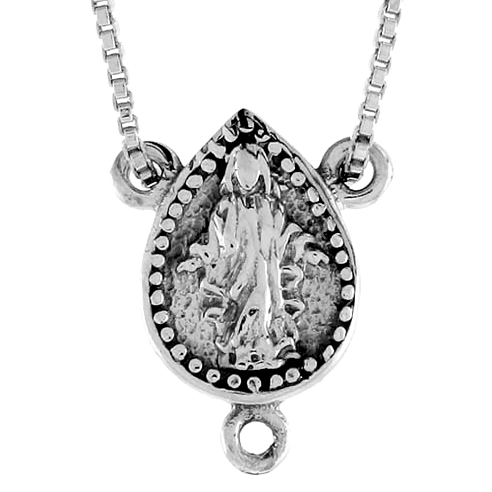 STERLING SILVER VIRGIN MARY ROSARY CENTER 1/2 INCH