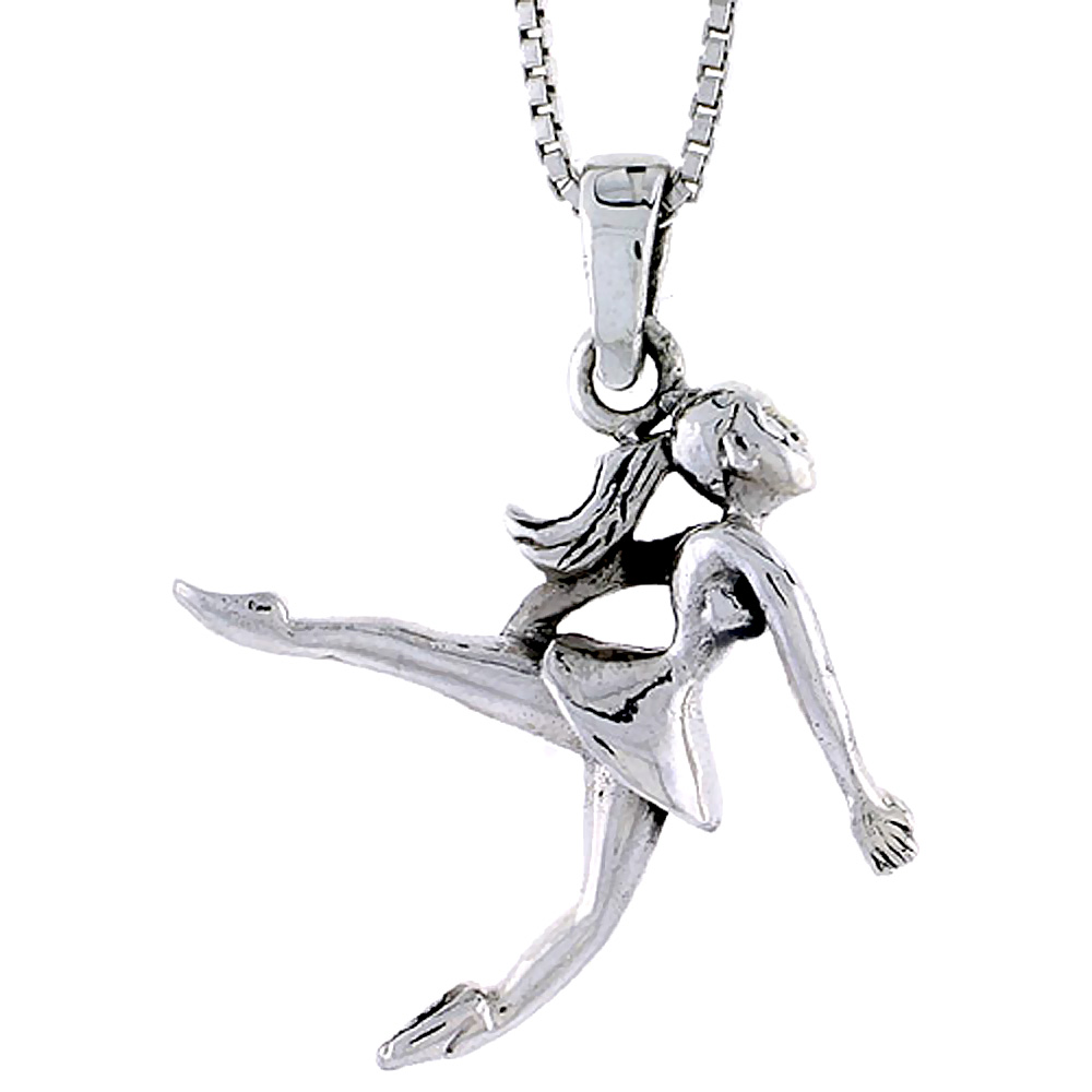 STERLING SILVER BALLERINA PENDANT 7/8 INCH TALL