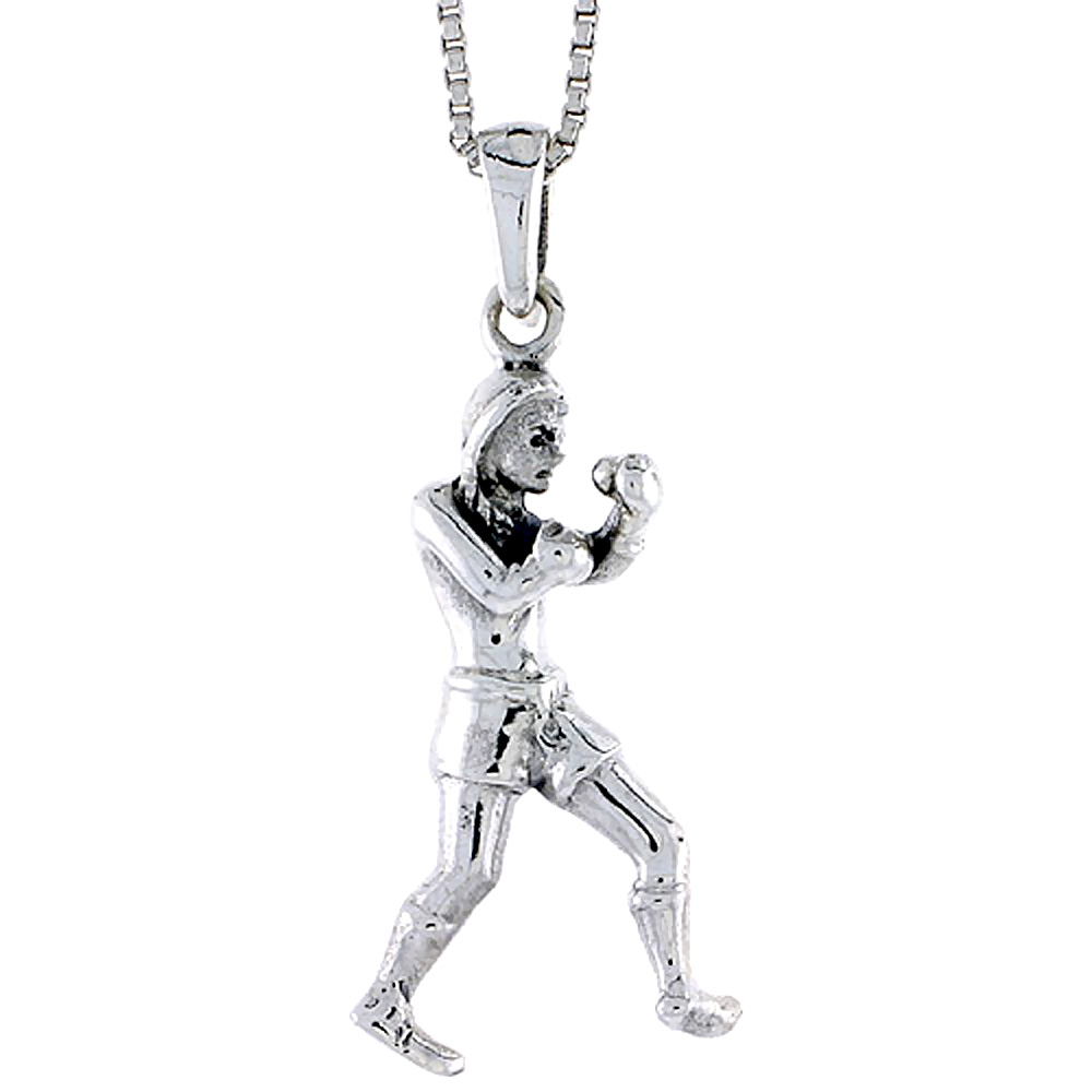 STERLING SILVER BOXER PENDANT 1 INCH TALL