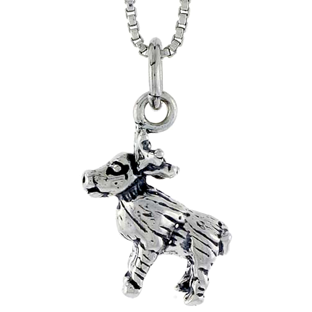 STERLING SILVER REINDEER CHARM 1/2 INCH TALL