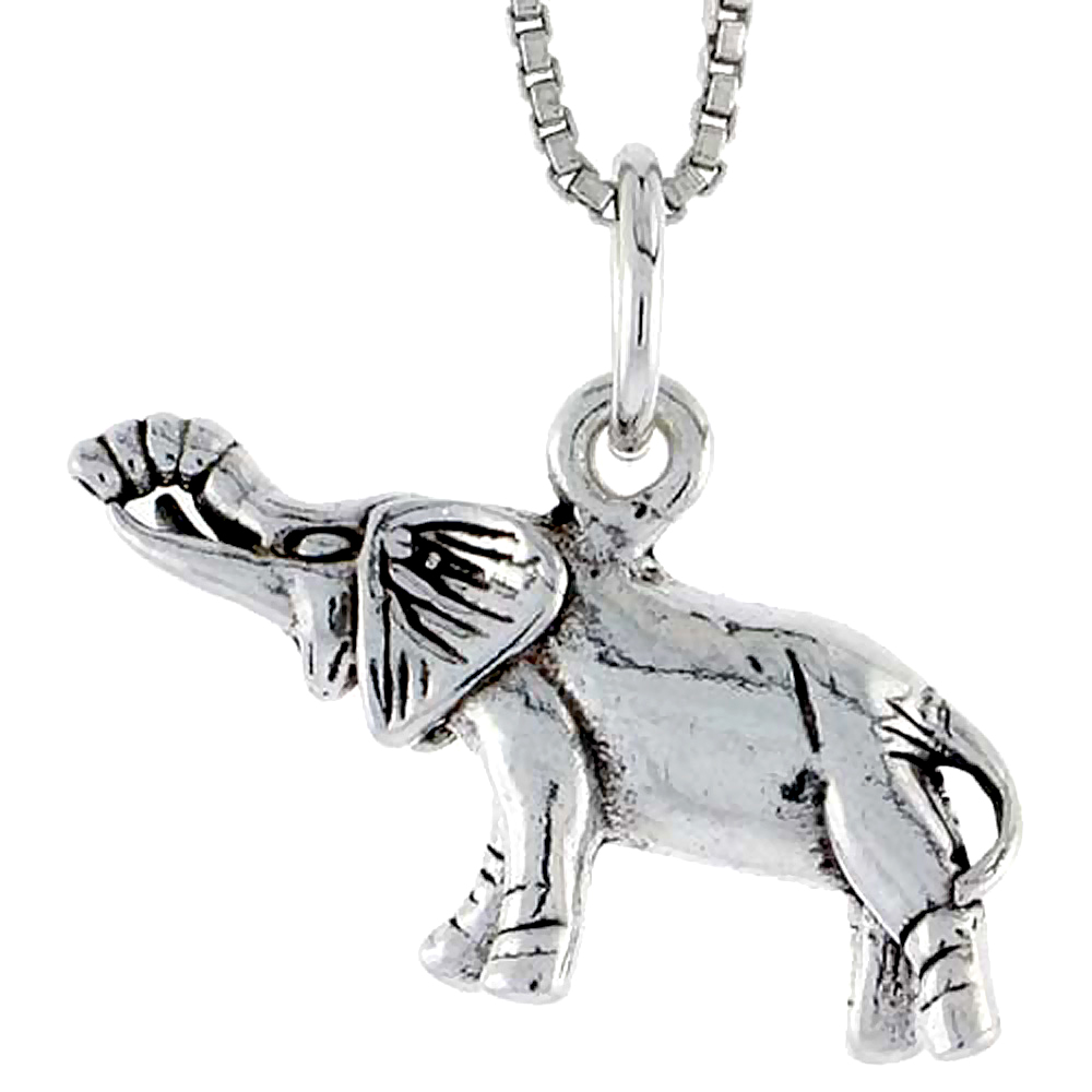 STERLING SILVER ELEPHANT CHARM 1 INCH WIDE