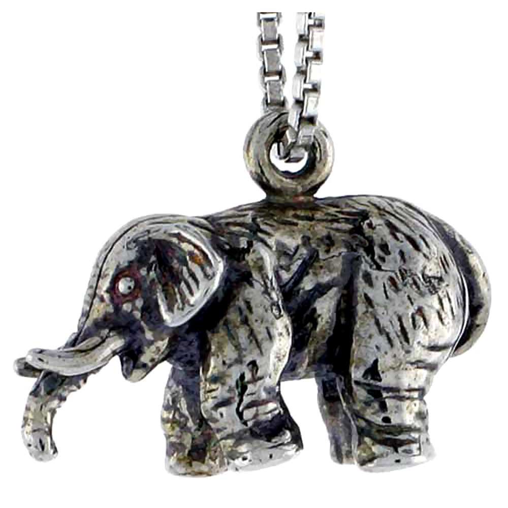 STERLING SILVER ELEPHANT CHARM 3/4 INCH WIDE