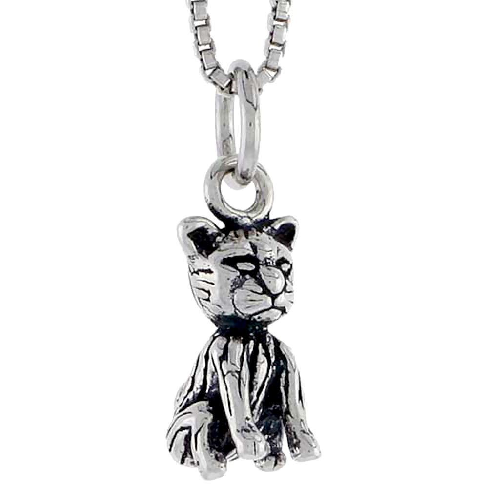 STERLING SILVER CAT CHARM 1/2 INCH TALL