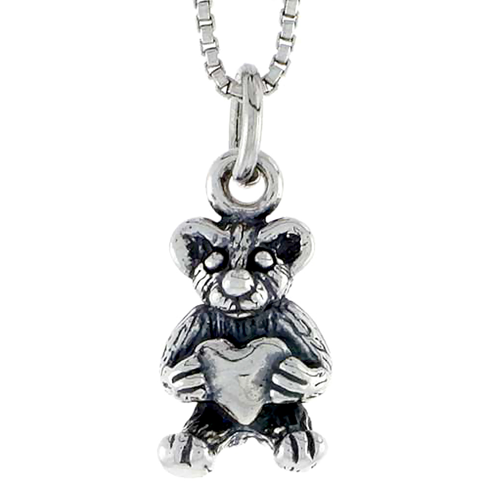 STERLING SILVER TEDDY BEAR CHARM 1/2 INCH TALL