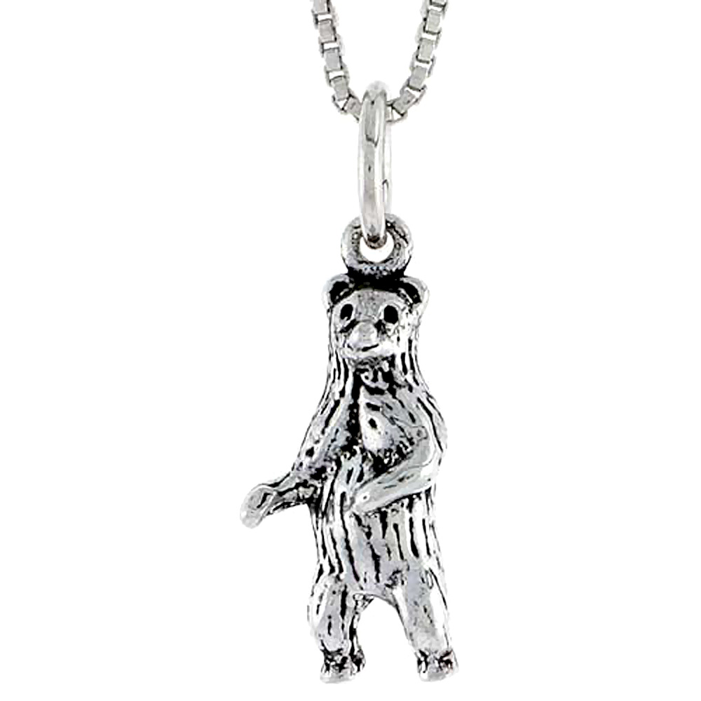 STERLING SILVER STANDING BEAR CHARM 3/4 INCH TALL