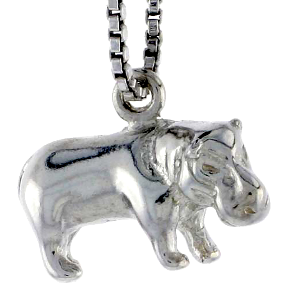 STERLING SILVER HIPPOPOTAMUS CHARM 5/8 INCH WIDE