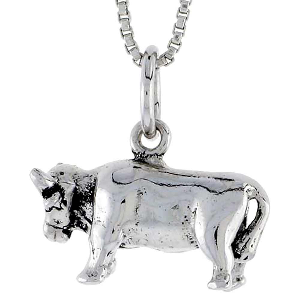 STERLING SILVER COW CHARM 3/4 INCH WIDE