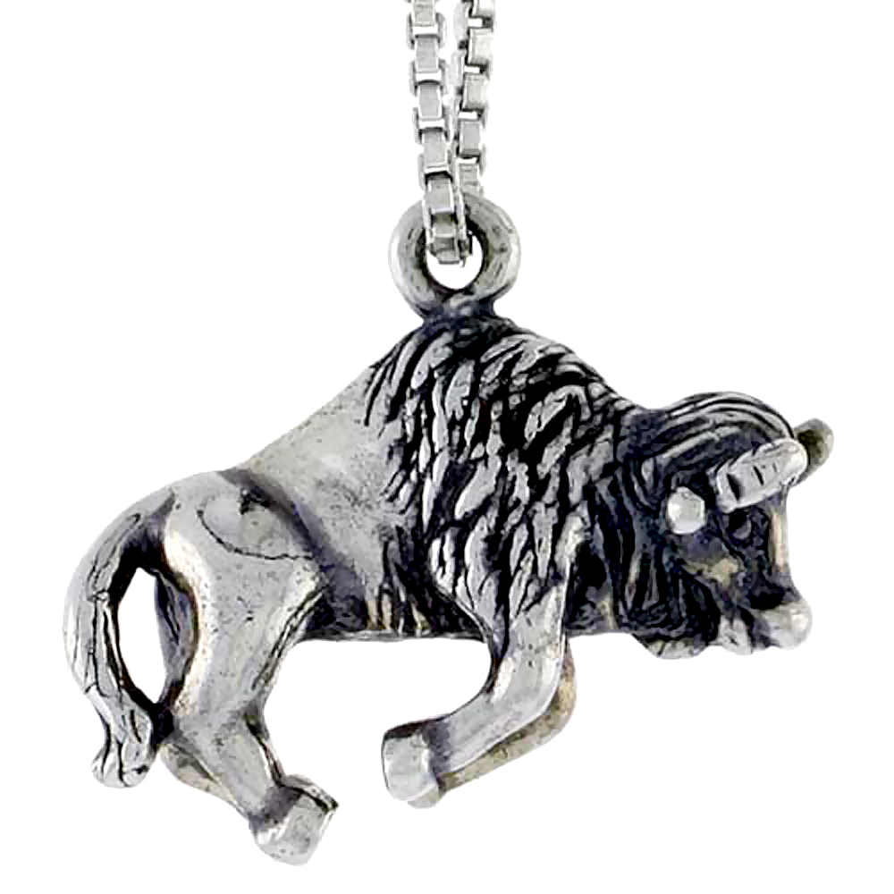 STERLING SILVER BUFFALO CHARM 3/4 INCH WIDE