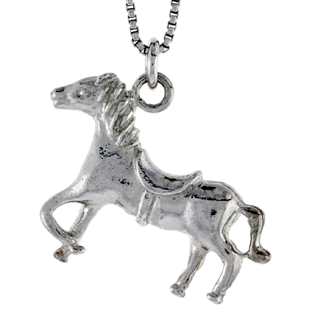 STERLING SILVER HORSE CHARM 1 INCH WIDE
