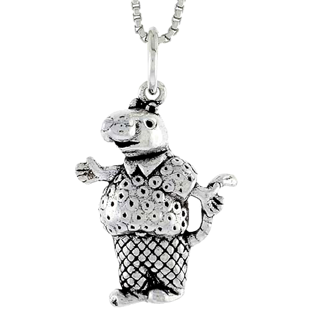 STERLING SILVER RAT IN SHIRT & TROUSERS CHARM 3/4 INCH TALL