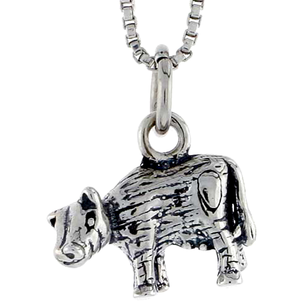 STERLING SILVER COW CHARM 1/2 INCH WIDE