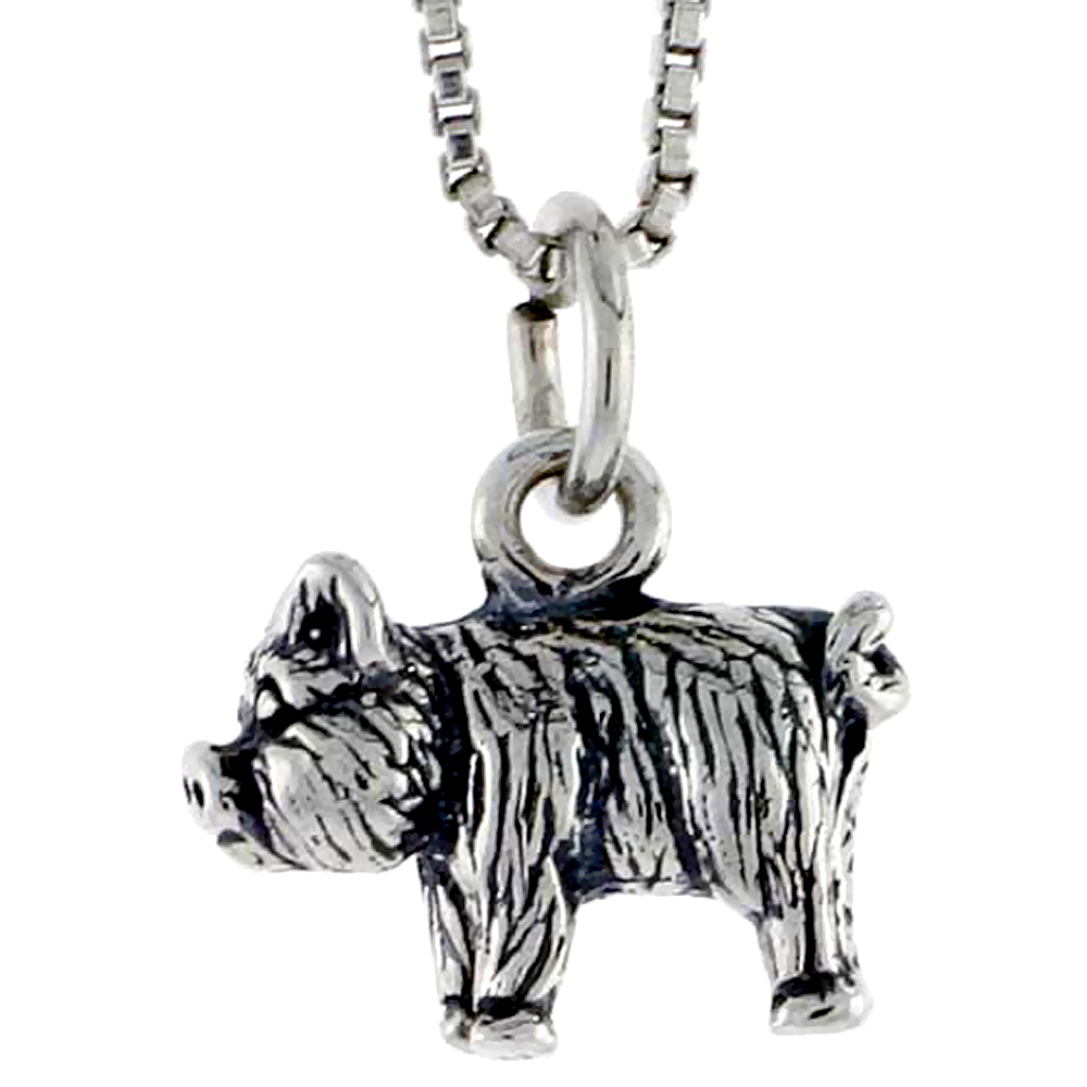 STERLING SILVER PIG CHARM 1/2 INCH WIDE