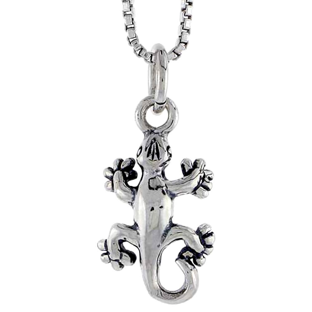 STERLING SILVER GECKO LIZARD CHARM 5/8 INCH TALL