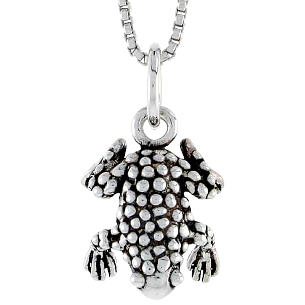 STERLING SILVER SPOTTED FROG CHARM 1/2 INCH TALL