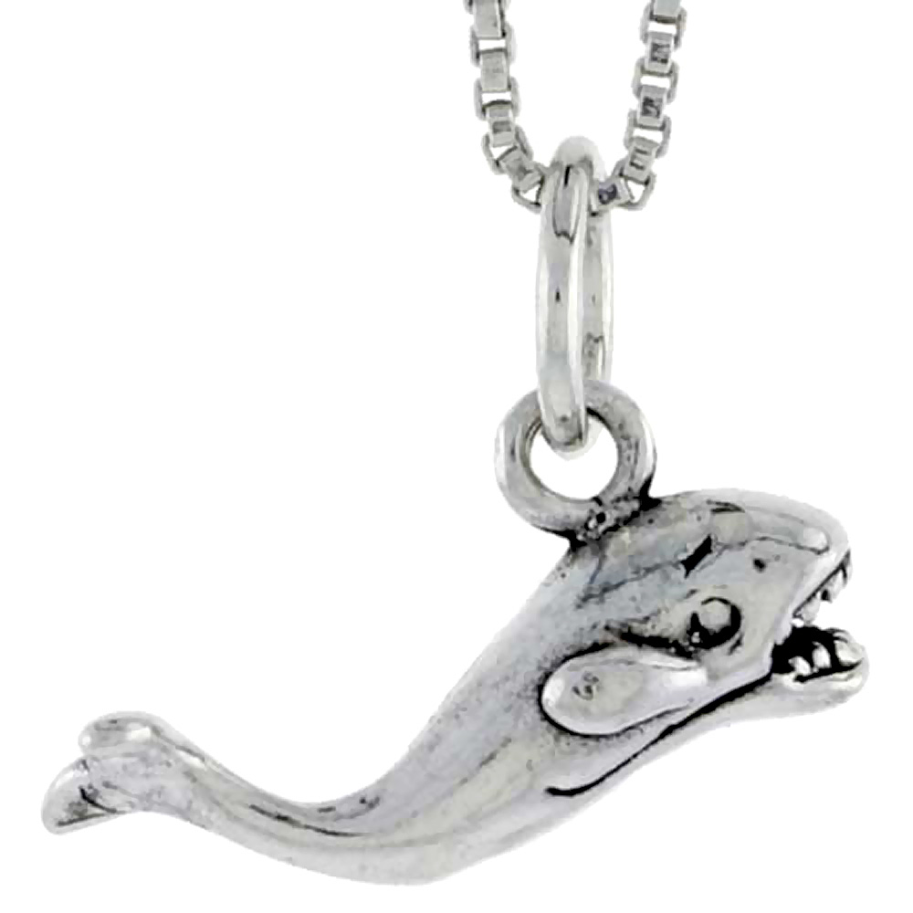 STERLING SILVER WHALE SHARK CHARM 1/4 INCH TALL