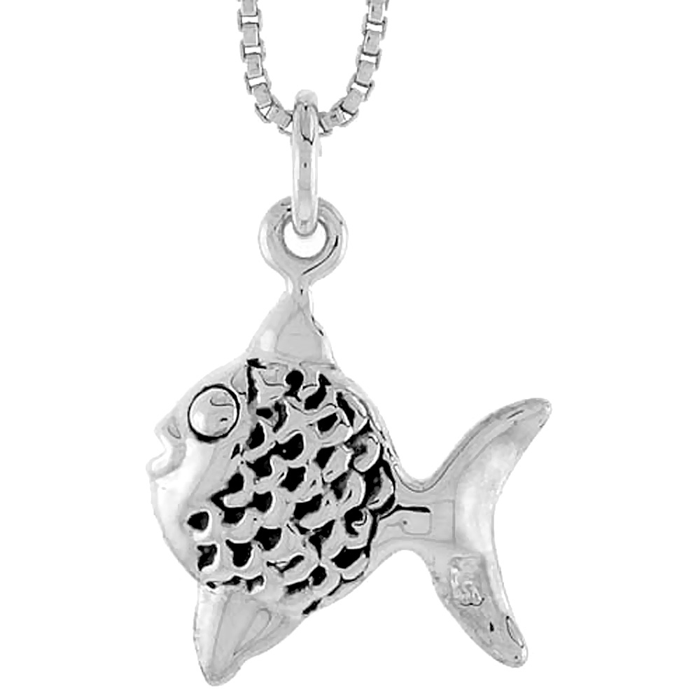 STERLING SILVER FISH CHARM 5/8 INCH TALL