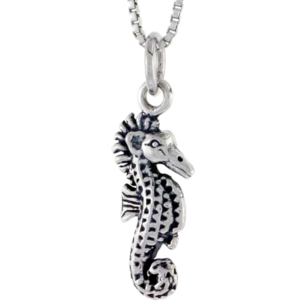 STERLING SILVER SEAHORSE CHARM 3/4 INCH TALL