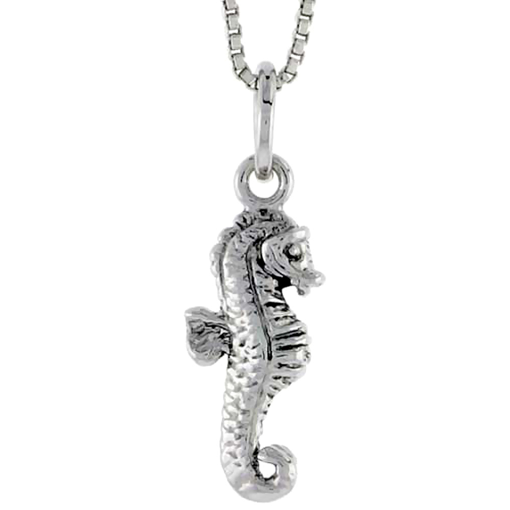 STERLING SILVER SEAHORSE CHARM 3/4 INCH TALL