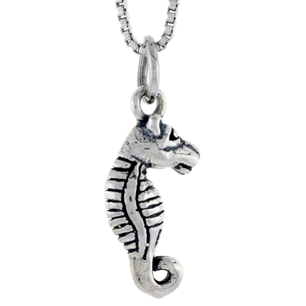 STERLING SILVER SEAHORSE CHARM 3/4 INCH TALL