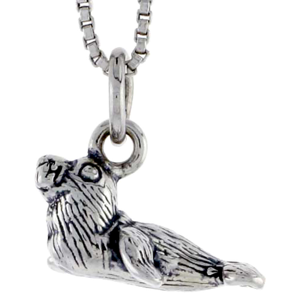 STERLING SILVER SEA LION CHARM 5/8 INCH WIDE