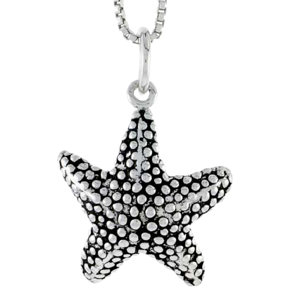 STERLING SILVER STAR FISH CHARM 3/4 INCH TALL