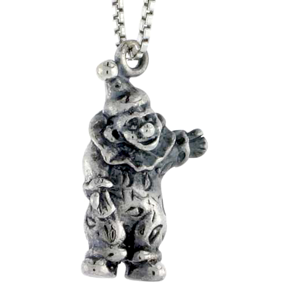 STERLING SILVER CLOWN CHARM 3/4 INCH TALL