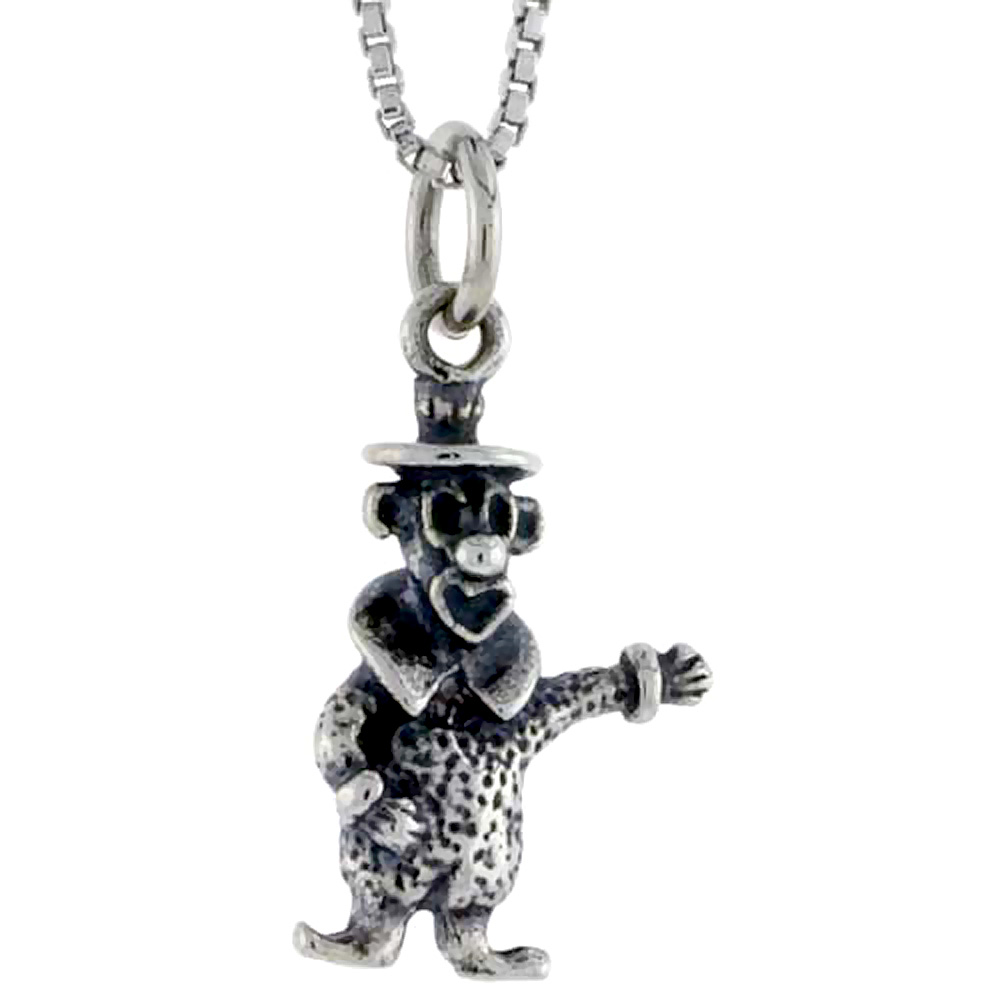 STERLING SILVER CLOWN CHARM 3/4 INCH TALL
