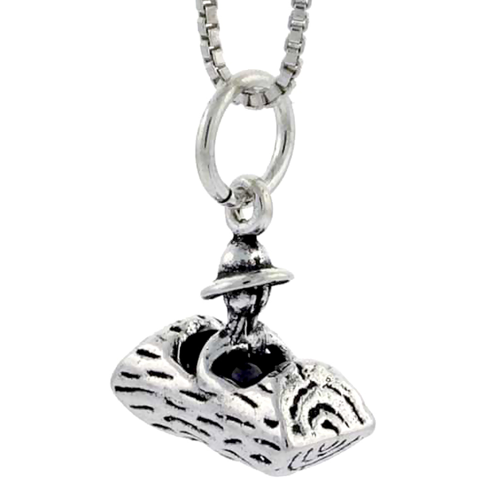 STERLING SILVER LOG DRIVER CHARM 1/2 INCH TALL