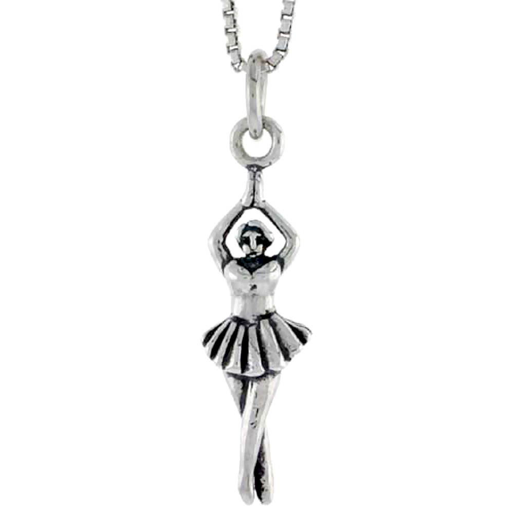 STERLING SILVER BALLERINA CHARM 1 INCH TALL