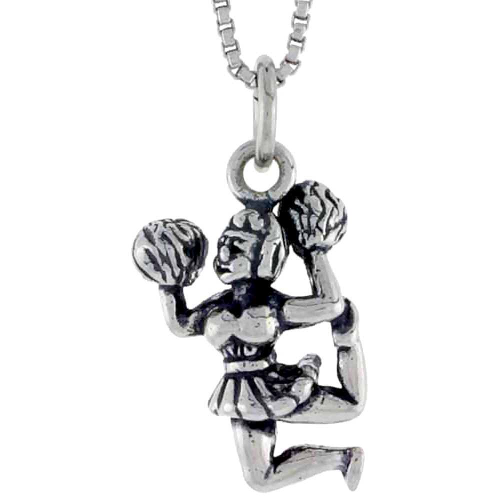 STERLING SILVER CHEERLEADER CHARM 3/4 INCH TALL