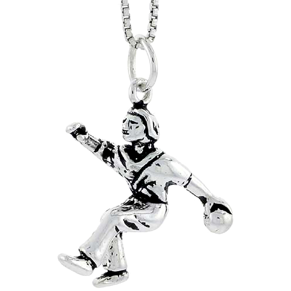 STERLING SILVER BOWLER CHARM 7/8 INCH TALL