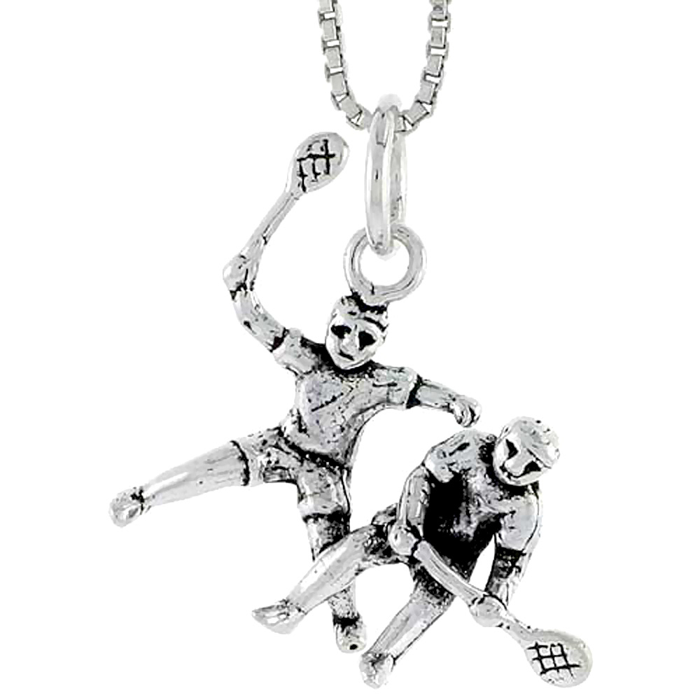 STERLING SILVER TENNIS PLAYERS CHARM 3/4 INCH TALL