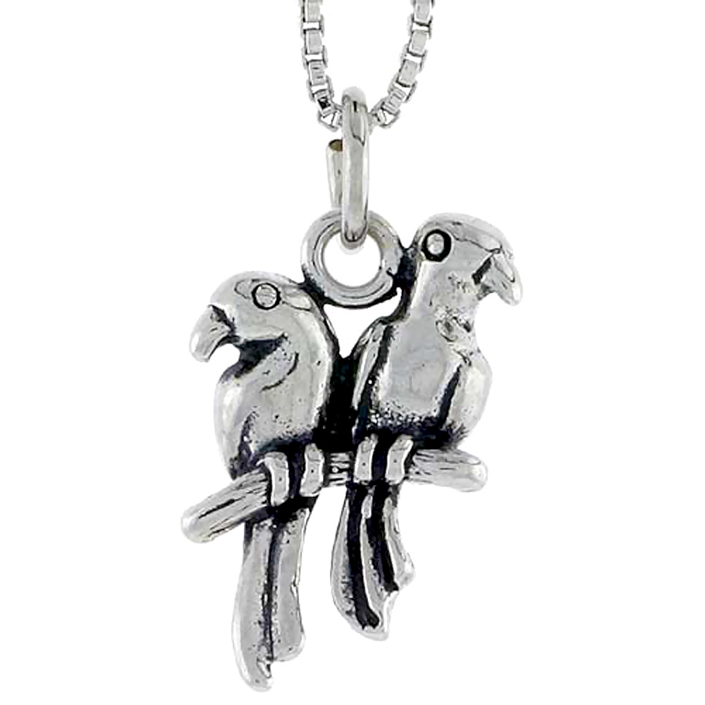 STERLING SILVER LOVE BIRDS CHARM 3/4 INCH TALL