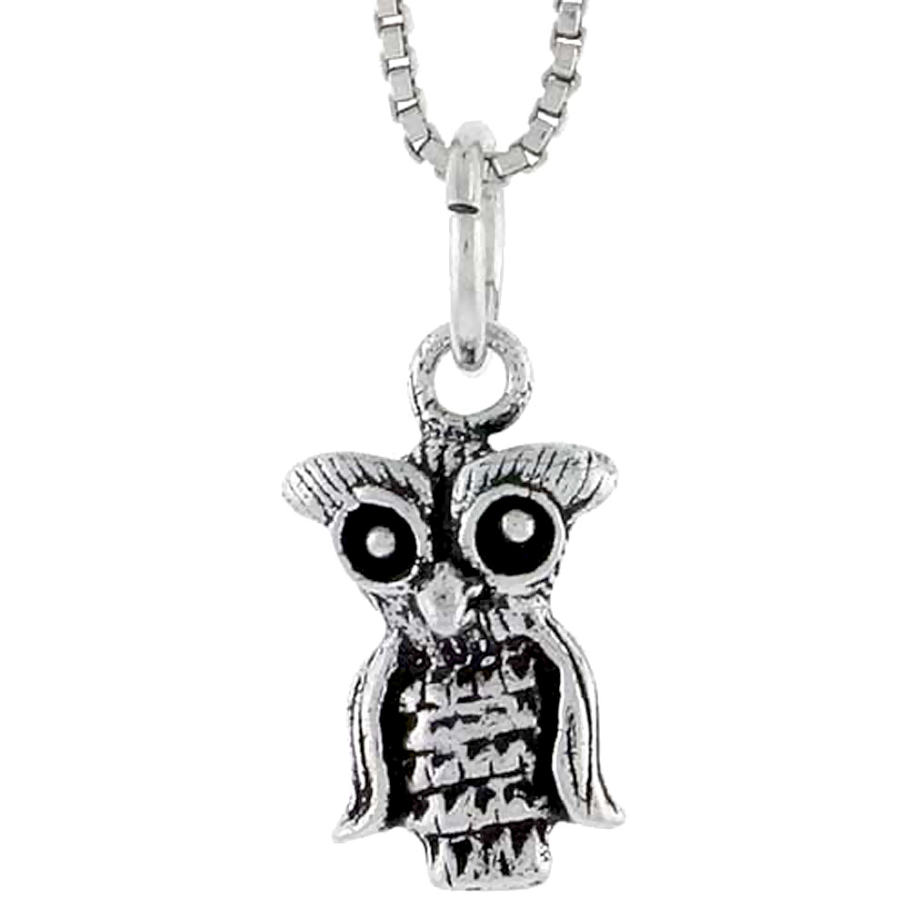 STERLING SILVER OWL CHARM 1/2 INCH TALL