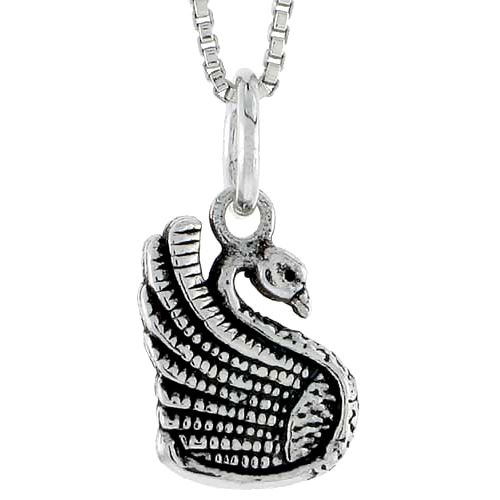 STERLING SILVER SWAN CHARM 1/2 INCH TALL