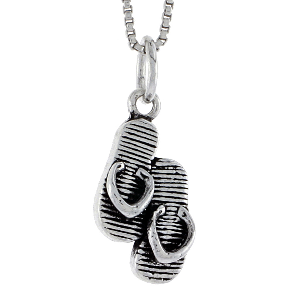 STERLING SILVER FLIP FLOP CHARM 3/4 INCH TALL