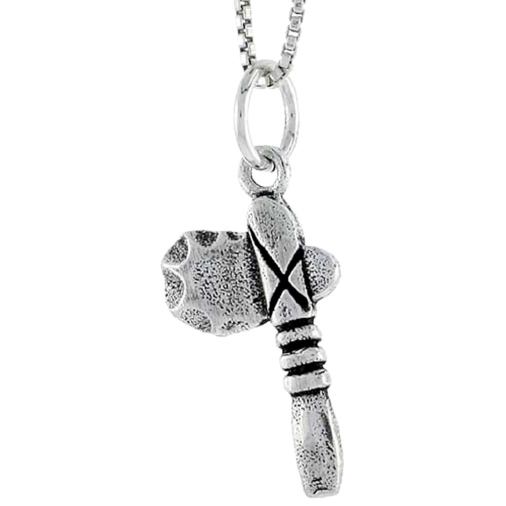 STERLING SILVER STONE TOMAHAWK CHARM 3/4 INCH TALL